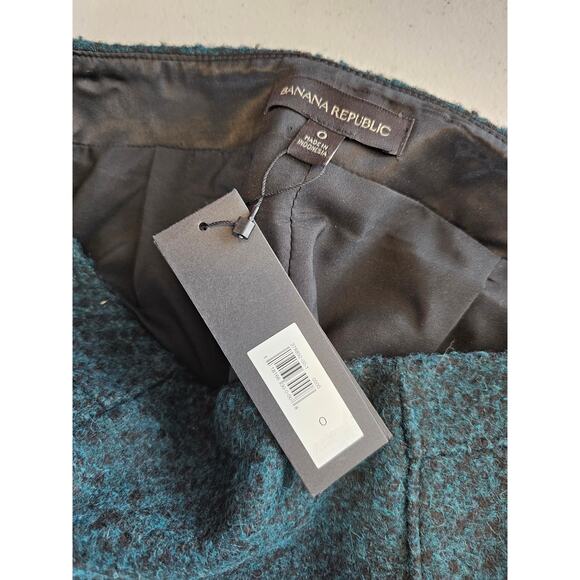 Banana Republic Womens Sz 0 Blue Black Textured Flannel Pencil Skirt NEW - Picture 4 of 5